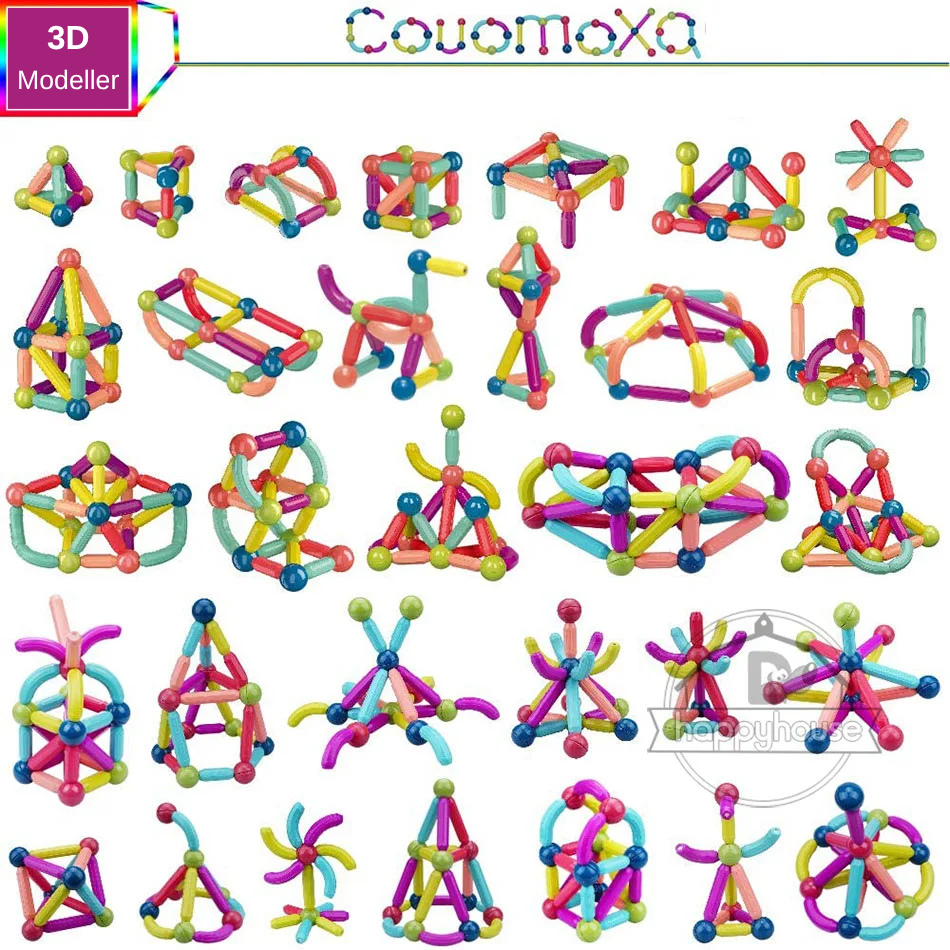 STEM Manyetik Yapıcı Blok Seti – Çocuklar İçin Eğitici Manyetik Çubuk ve Toplarla 3D Yapı Oyunu